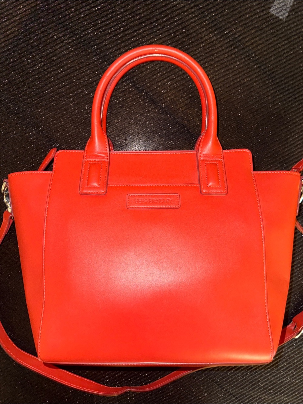Orange Vegan Leather Tote Handbag -